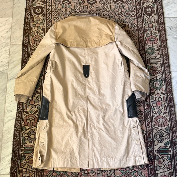 Coach Tan and Black Cotton Leather Wool Trench Coat - Picture 15 of 15